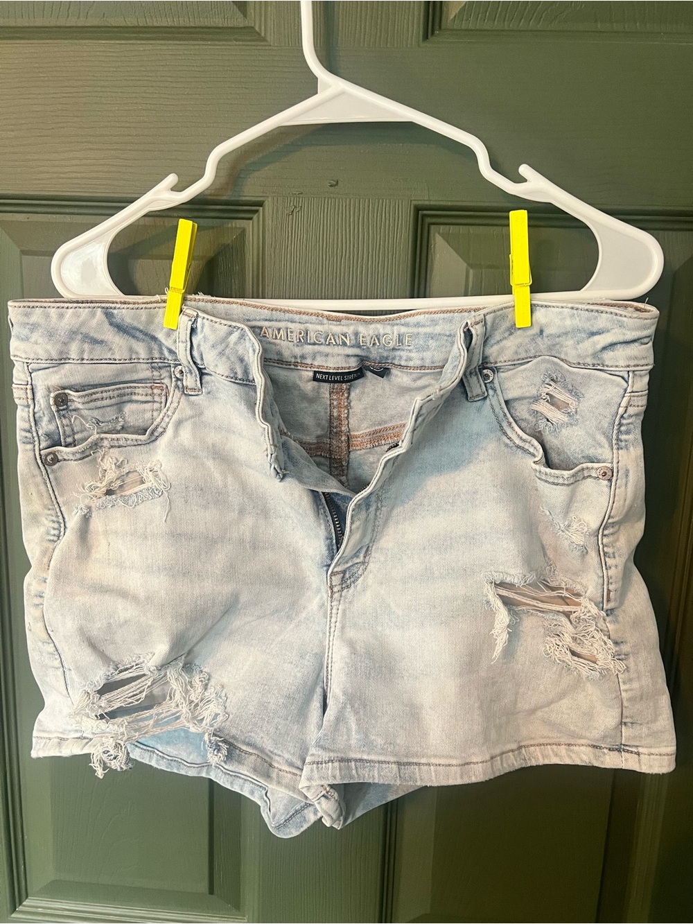 American Eagle Outfitters Faded Light Blue Distressed Denim Shorts